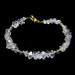 Bratara din Diamant Herkimer si Citrin Rotund cu Gold Filled - Inchizator Gold Filled - 5-12 x 3-5 mm