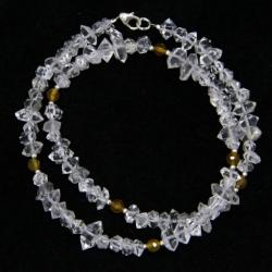  Colier din Diamant Herkimer si Agata Rotund Fatetat cu Argint - Inchizator Argint
