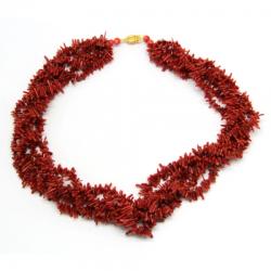  Colier din Coral Rosu 6-12x2-3 mm cu Inchizatoare Filigran