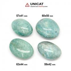 Palm Stone Amazonit Mineral Natural - 42-60 x 35-45 x 14-22 mm - (XXL) - 1 Buc