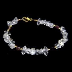  Bratara din Diamant Herkimer si Turmalina Oval Fatetat cu Gold Filled - Inchizator Gold Filled - 6-11 x 4-6 mm