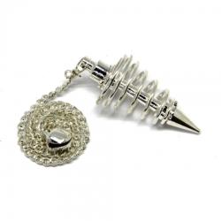 Pendul Spiral Metal Argintat cu Clopotei Argintat - 43 x 18 mm - 1 Buc