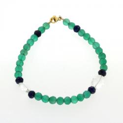  Bratara din Onix Verde Fatetat, Lapis Lazuli, Cuart si Accesorii Gold Filled