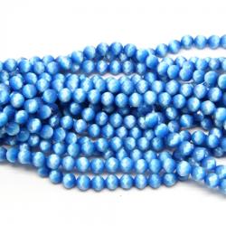  Margele Bijuterii Sticla cu Ochi de Pisica Albastru Rotund Fatetat 8 x 8 mm