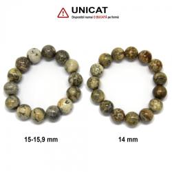  Bratara Fosil Coral Diametru 62 mm - Margele Rotunde - 14-15, 9 mm
