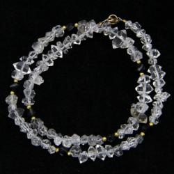  Colier din Diamant Herkimer si Agata Sardonix Fatetat cu Gold Filled - Inchizator Gold Filled
