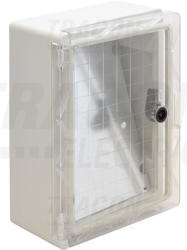 Tracon TME332513T Falra szerelhető műanyag szekrény, átlátszó ajtóval, 330x250x130, IP65, 1000V AC/DC, szerelőlappal (TME332513T)