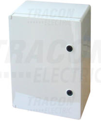Tracon TME403017 Falra szerelhető műanyag szekrény, teli ajtóval, 400x300x165, IP65, IK10, 1000V AC/DC, szerelőlappal (TME403017)