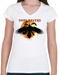 printfashion dark ravens - Női V-nyakú póló - Fehér (2226453)