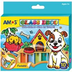 AMOS Üvegfóliafesték készlet 9x10, 5 ml üvegfóliafesték, 1x10, 5 ml kontúr, 5 db minta, 2 db fólia (RFEUF040)