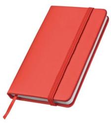  Jegyzetfüzet 8x13cm gumis, 160 oldalas, könyvjelzővel, PU keménylapos borítóval, piros
