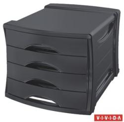 Irattároló doboz ESSELTE Europost, Vivida műanyag, 4 fiókos, fekete (623761)