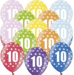 PartyDeco Lufi, nagy csomag, évszámos (10), metál, 50 db/cs/vegyes színekben