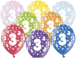 PartyDeco Lufi, évszámos (3), metál, 5 db/cs/vegyes színekben