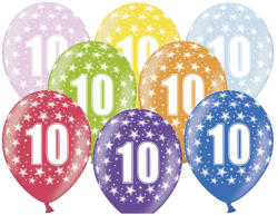 PartyDeco Lufi, évszámos (10), metál, 5 db/cs/vegyes színekben