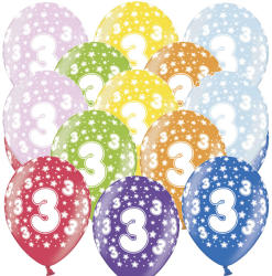PartyDeco Lufi, nagy csomag, évszámos (3), metál, 50 db/cs/vegyes színekben