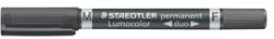 STAEDTLER Alkoholos filc STAEDTLER Lumocolor Duo F/M, 0, 6/1, 5 mm, kúpos, kétvégű, fekete (348-9)