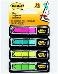 3M Öntapadó jelölőcímke 3M POSTIT műanyag, 4x24 lap, 11, 9x43, 2 mm, nyíl, vegyes (70071353612)