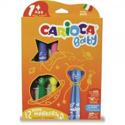 CARIOCA Carioci super lavabile, varf rotunjit special, 12 culori, CARIOCA Baby Teddy 1+ (9200)