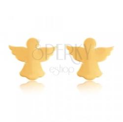 Ekszer Eshop 9K sárga arany fülbevaló - angyal széttárt szárnyakkal, stekkeres