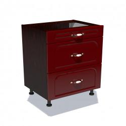 Spectral Mobila Corp inferior 80 cu 3 sertare metalice pentru greutate Zebra MDF tulip rosu