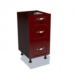 1 Corp inferior 40 cu 3 sertare metalice pentru greutate Zebra MDF tulip rosu