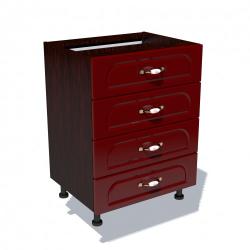 Spectral Mobila Corp inferior 60 cu 4 sertare Zebra MDF tulip rosu