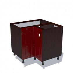 1 Corp inferior colt cu 2 usi Zebra MDF tulip rosu