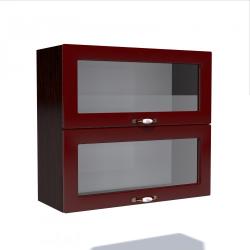 Spectral Mobila Corp superior vitrina 80 cu 2 usi orizontale Zebra MDF rosu simplu