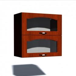 1 Corp superior vitrina 80 cu 2 usi orizontale Zebra MDF mustata cedru