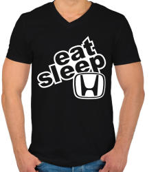 printfashion Eat Sleep Honda - Férfi V-nyakú póló - Fekete (2243024)