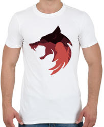 printfashion Witcher Red Wolf - Férfi póló - Fehér (2232317)