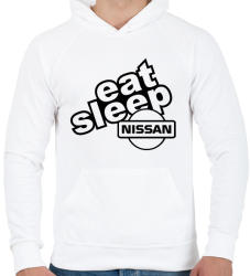 printfashion Eat Sleep Nissan - Férfi kapucnis pulóver - Fehér (2244666)