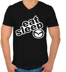printfashion Eat Sleep Mazda - Férfi V-nyakú póló - Fekete (2243709)