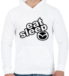 printfashion Eat Sleep Mazda - Férfi kapucnis pulóver - Fehér (2244000)
