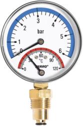 FERRO termomanométer alsó csatlakozású 0-120 °C, 6 bar (TM80R)