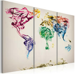 Artgeist Kép - The World térkép - színes füst nyomvonalak - triptych - terkep-center - 26 730 Ft