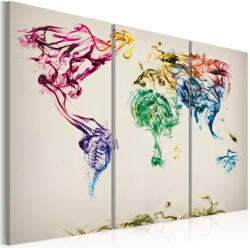 Artgeist Kép - The World térkép - színes füst nyomvonalak - triptych - terkep-center - 27 324 Ft