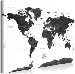 Artgeist Kép - Black and White Map (1 Part) Wide - terkep-center - 27 324 Ft