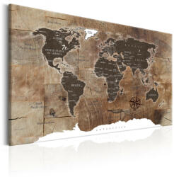 Artgeist Kép - World Map: Wooden Mosaic 120x80 cm