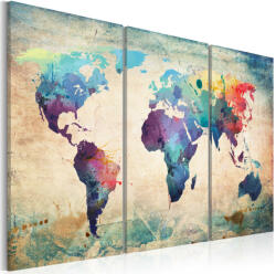 Artgeist Kép - Rainbow-színű térkép - triptych