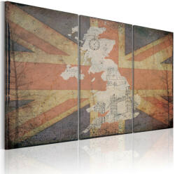 Artgeist Kép - Térkép: Nagy-Britannia - triptych - terkep-center - 32 400 Ft