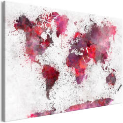 Artgeist Kép - World Map: Red Watercolors (1 Part) Wide - terkep-center - 26 730 Ft