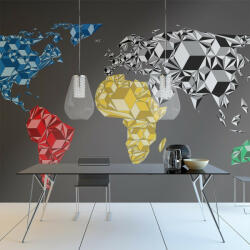 Artgeist Fotótapéta térkép - Map of the World - colorful solids Világtérkép 350x270