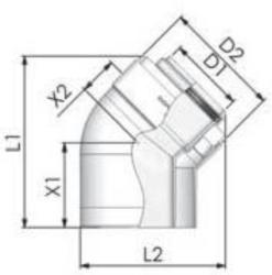 Tricox PPs/Alu könyök 80/125 mm, 45° (2db) (PAKÖ602C) - brs