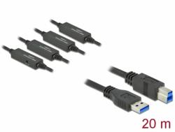Delock Cablu USB 3.2 Gen 1-A la USB-B activ T-T 20m Negru, Delock 85382 (85382)