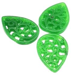  Pandantiv Jad Alb Colorat Sculptat Picatura- 25 x 17 x 2-3 mm - 1 Buc