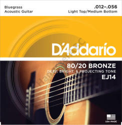 D'ADDARIO EJ14 akusztikus gitár húrkészlet 80/20, húrkészlet 12-56 bronz, bluegrass