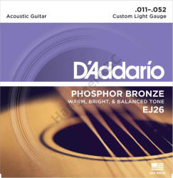 D'ADDARIO EJ26 akusztikus gitár húrkészlet 11-52 phosphor-bronze, custom lite