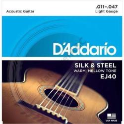 D'ADDARIO EJ40 akusztikus gitár húrkészlet acoustic/folk, húrkészlet 11-47 silón/acél,